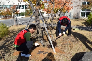한국폴리텍대학 섬유패션캠퍼스가 숲가꾸기를 진행중이다.