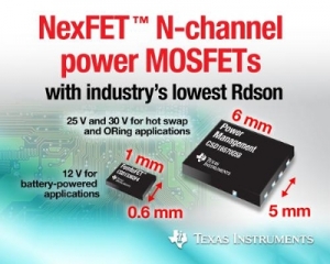 TI는 자사의 NexFET 제품군에 11개의 새로운 N채널 전력 MOSFET 제품을 추가한