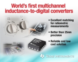 TI가 세계 최초의 멀티 채널 인덕턴스-디지털 컨버터(LDC)를 출시한다.