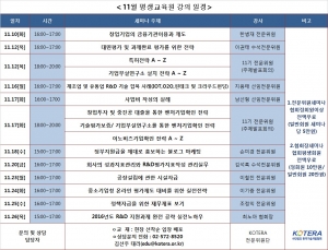 한국기술개발협회 11월 평생교육원 강의 일정표
