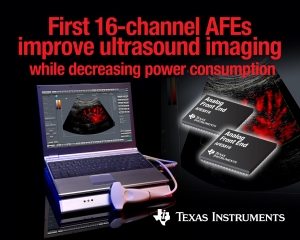 TI가 업계 최초의 16채널 초음파 아날로그 프론트 엔드(AFE)인 AFE5818 및 AF