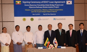 한국수출입은행은 16일 미얀마 네피도에서 미얀마 건설부 및 철도교통부와 한-미얀마 우정의 