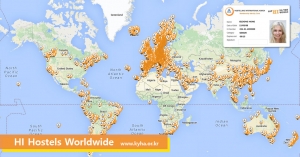 전세계 유스호스텔 네트워크를 한 눈에 볼수있는 지도