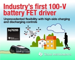 TI가 고전력 리튬 이온 배터리 애플리케이션을 위해 업계 최초의 단일 칩 100V 하이사이