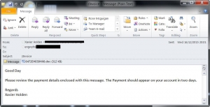 금융 관련 이메일로 위장한 드라이덱스 스팸 메일 샘플