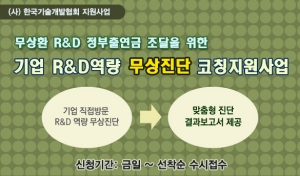 (사)한국기술개발협회는 무상환 R&D 정부출연금 조달을 위한 기업 R&D역량 무상진단 코칭