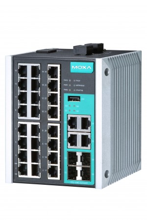 MOXA의 EDS-528E는 IIoT 용으로 설계된 새로운 28포트 이더넷 스위치 제품으로