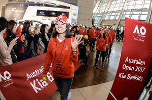 기아자동차가 2017 호주오픈 테니스 대회에서 볼키즈로 활약할 한국대표 20명이 발대식을 