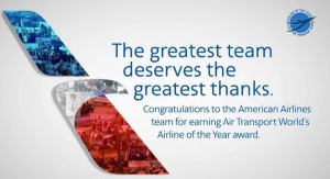 아메리칸 항공이 글로벌 항공 분야 전문지인 에어 트랜스포트 월드가 수여하는 2017년 올해