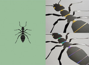 곤충, 그래픽아트를 만나다 展 대표 작품 개미, 금박, 홀로그램박, 420mm*594mm