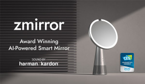 ICON.AI debuts Zmirror in partnership with Harman Kardon. Zmirror is a powerful smart mirror with a fully integrated display speaker.