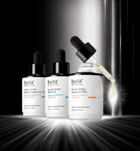 왼쪽부터 빌리프 슈퍼 드랍스-나이아신-하이드라 듀오 10%(30ml, 8만원), 빌리프 슈퍼 드랍스-PHA 5%(30ml, 8만원), 빌리프 슈퍼 드랍스-비타민 C 8%(30ml, 8만원)