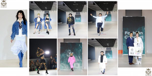왼쪽부터 디자이너 제니안의 작품과 모델, 힐 댄서 리오, 가수 박로시, 야구 해설위원 양준