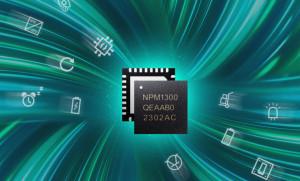 대형 배터리 충전 및 4개의 레귤레이션 전원 레일을 추가로 지원하는 nPM1300™ 전력관
