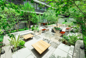 규슈의 울창한 초목으로 둘러싸인 옥상 정원(Rooftop Garden)