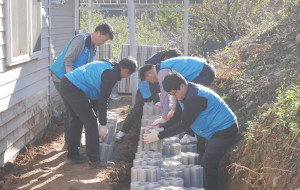 경북 예천에서 수해 복구를 위한 기부 시공을 진행하고 있다