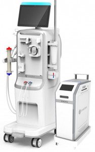 왼쪽 이동형 인공신장기, 오른쪽 이동형 혈액투석용 정수기