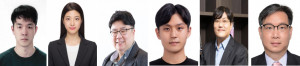 왼쪽부터 서울대학교 재료공학부 배재영 박사·김영서 박사과정·강승균 교수, UNIST 신소재공학과 황경석 박사·김주영 교수, 단국대학교병원 재활의학과 현정근 교수