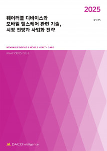 데이코산업연구소가 발간한 ‘2025 웨어러블 디바이스와 모바일 헬스케어 관련 기술, 시장 전망과 사업화 전략’ 보고서 표지