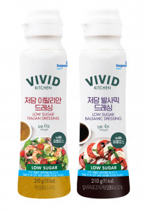 동원홈푸드가 출시한 비비드키친 저당 드레싱 2종(이탈리안, 발사믹)