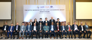 Heads of delegations and the Minister of Manpower of the Republic of Indonesia (center, seated) at the 67th GBM.