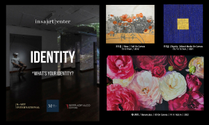 국제현대미술전 ‘IDENTITY’ 포스터, 조도중 화백의 ‘Rose’, 오윤아 작가의 ‘Dignity’, 제니퍼 리 작가의 ‘Ranunculus’