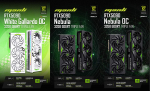 대원씨티에스가 엔비디아 최신 Blackwell 아키텍처 기반의 Manli GeForce RTX 5090 그래픽카드 3종을 출시했다. 라인업은 화이트 감성을 강조한 ‘Manli GeForce RTX 5090 Gallado OC 32GB White’, 게이밍 환경을 겨냥한 ‘Manli GeForce RTX 5090 Nebula 32GB’, 극한 성능에 초점을 둔 ‘Manli GeForce RTX 5090 Nebula OC 32GB’로 나뉜다