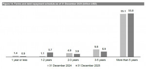 Figure 14. Terms and debt repayment schedule as of 31 December 2025 (billion USD)