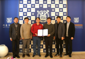 왼쪽부터 천정희 서울대 수리과학부 교수, 심병효 서울대 공과대학 교무부학장, 윤성희 Erudio Bio(US) CTO/에루디오바이오코리아 대표이사/K-PAI 대표, 김영오 서울대 공과대학장, 박찬익 망고부스트 CCO, 이복직 서울대 공과대학 연구부학장