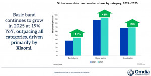 Global wearable band market share, by category, 2024-2025