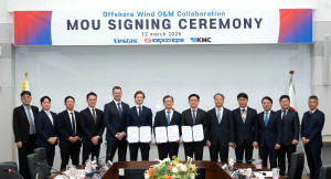 베스타스가 한국의 해상풍력 역량 강화를 위해 한전KPS·KMC해운과 전략적 MOU를 체결했다