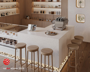 LX하우시스의 아크릴계 인조대리석 ‘하이막스 테라조(HIMACS Terrazzo)’ 제품이 적용된 공간