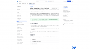 OrcaRouter 문서의 BYOK 페이지 첫 화면. Bring Your Own Keys(BYOK) 제목 아래에 자체 제공자 자격증명을 연결한다는 설명이 놓이고, 이어서 연결 방법을 안내하는 절과 별도 영업 상담이나 티켓 없이 직접 설정한다는 안내가 함께 보인다
